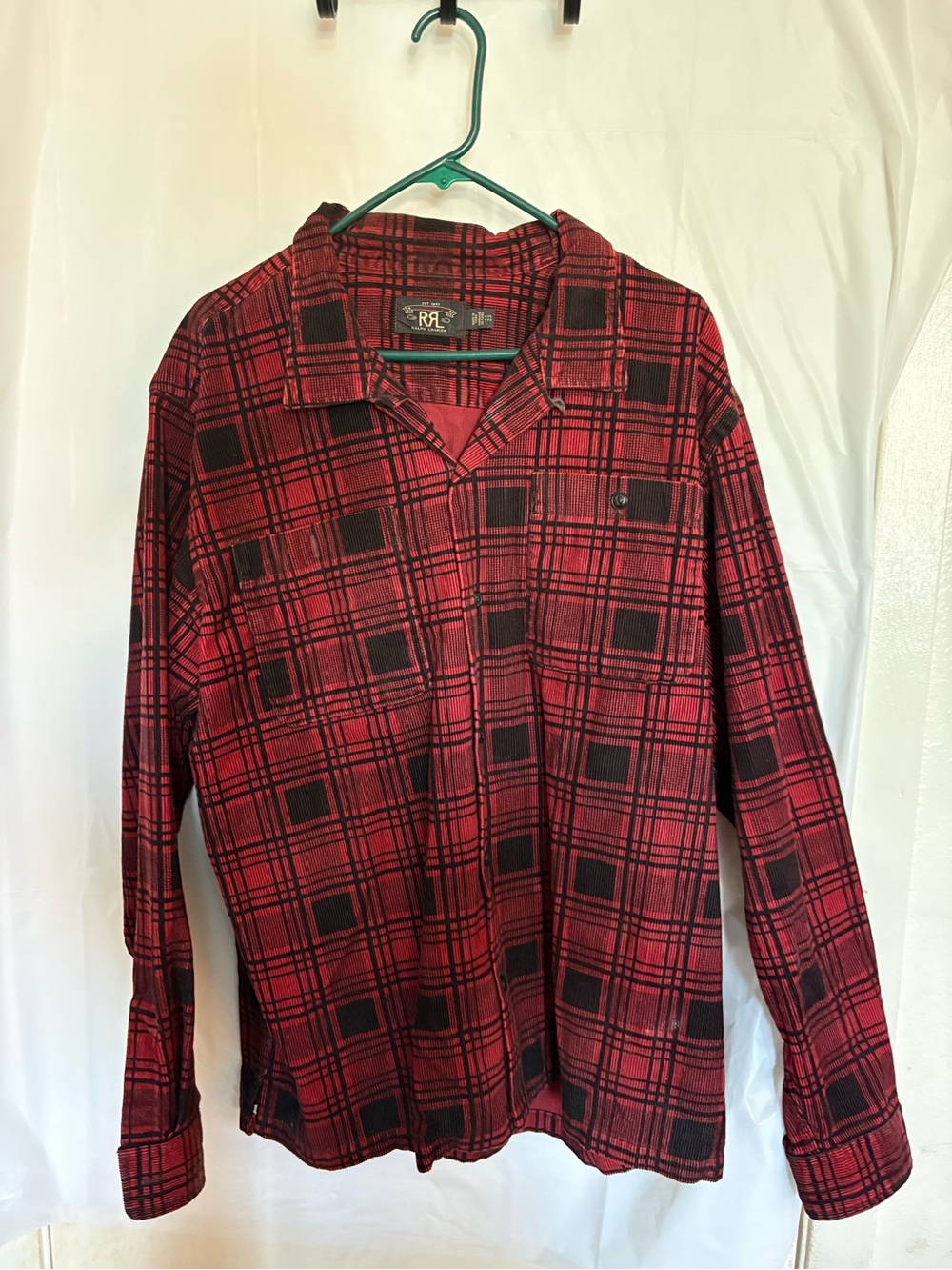 Vintage Ralph Lauren corduroy Red and Black Plaid Button-Down Shirt
